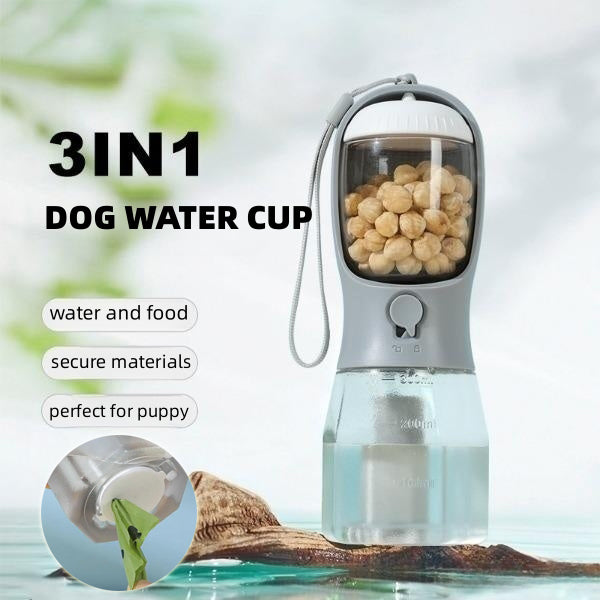 3-in-1 Portable Dog Water Bottle with Food Container | Leak-Proof Travel Pet Cup – Pawnest